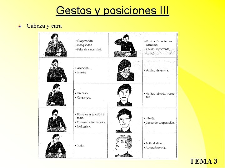 Gestos y posiciones III Cabeza y cara TEMA 3 