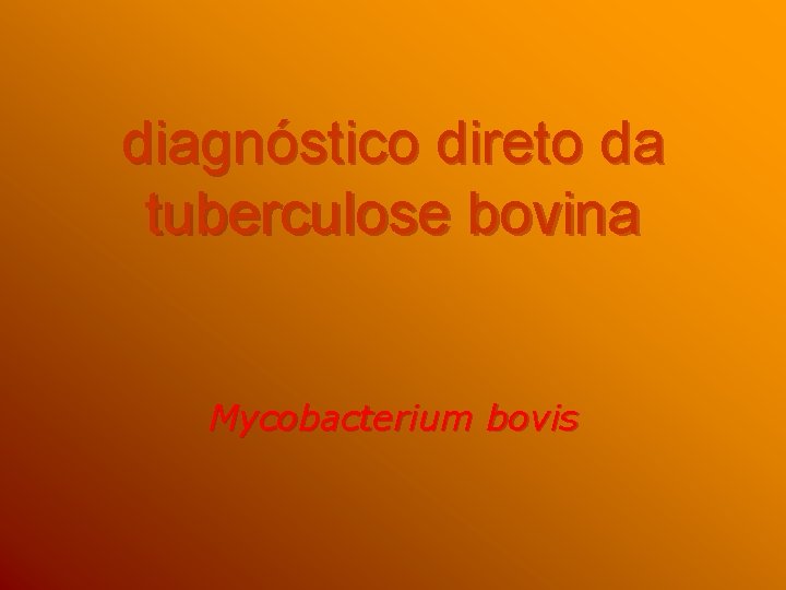 diagnóstico direto da tuberculose bovina Mycobacterium bovis 