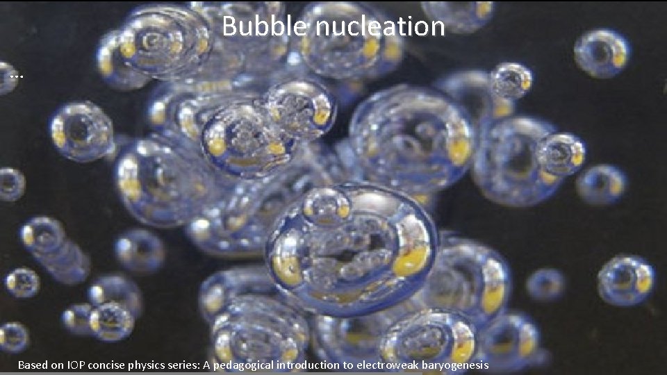 Bubble nucleation … Based on IOP concise physics series: A pedagogical introduction to electroweak