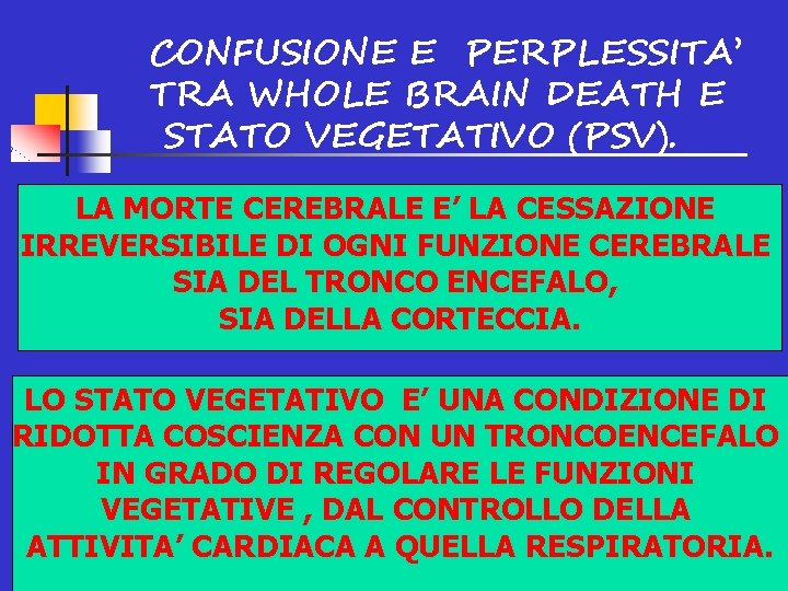 CONFUSIONE E PERPLESSITA’ TRA WHOLE BRAIN DEATH E STATO VEGETATIVO (PSV). LA MORTE CEREBRALE