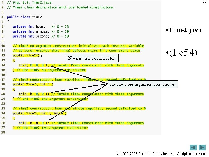 11 Outline • Time 2. java No-argument constructor • (1 of 4) Invoke three-argument