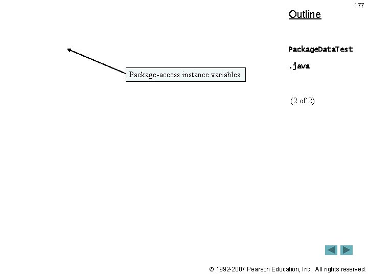 Outline 177 Package. Data. Test. java Package-access instance variables (2 of 2) 1992 -2007