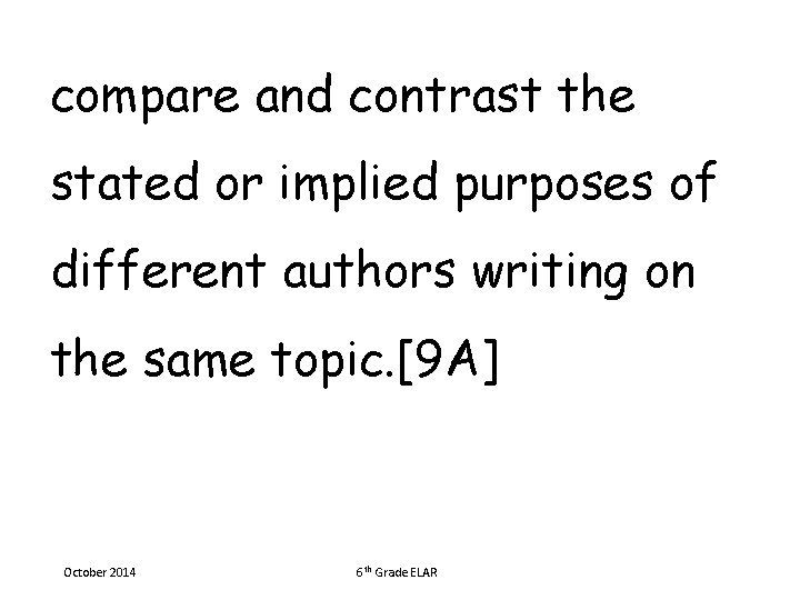 compare and contrast the stated or implied purposes of different authors writing on the