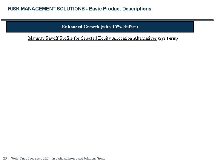 RISK MANAGEMENT SOLUTIONS - Basic Product Descriptions Enhanced Growth (with 10% Buffer) Maturity Payoff