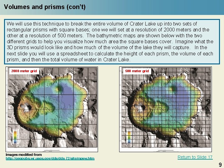 Volumes and prisms (con’t) We will use this technique to break the entire volume