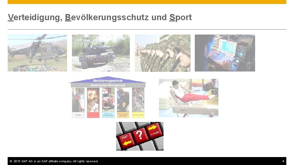 Verteidigung, Bevölkerungsschutz und Sport © 2013 SAP AG or an SAP affiliate company. All