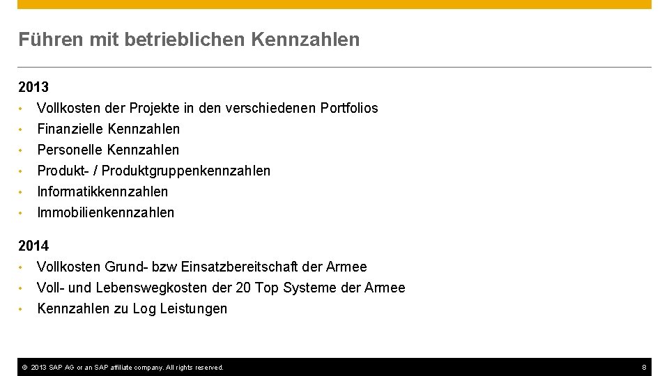 Führen mit betrieblichen Kennzahlen 2013 • Vollkosten der Projekte in den verschiedenen Portfolios •
