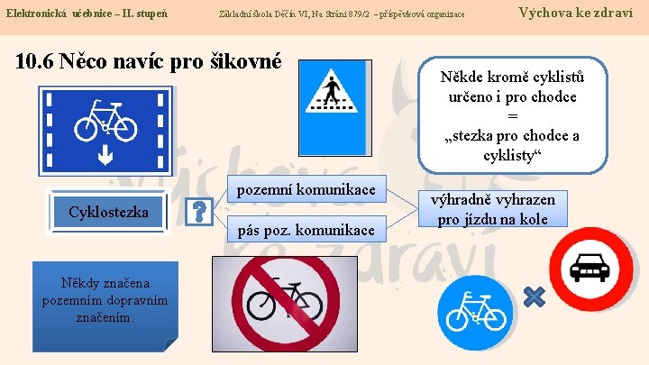 Elektronická učebnice – - II. stupeň Základníškola. Děčín. VI, Na. Stráni 879/2– –příspěvkováorganizace 10.