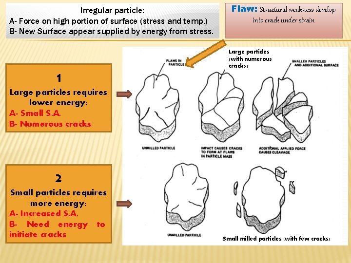 Irregular particle: A- Force on high portion of surface (stress and temp. ) B-