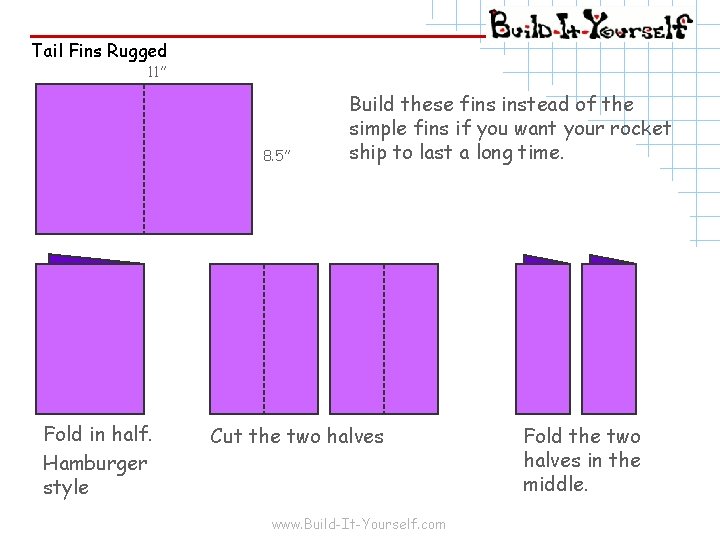 Tail Fins Rugged 11” 8. 5” Fold in half. Hamburger style Build these fins