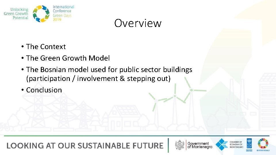 Overview • The Context • The Green Growth Model • The Bosnian model used