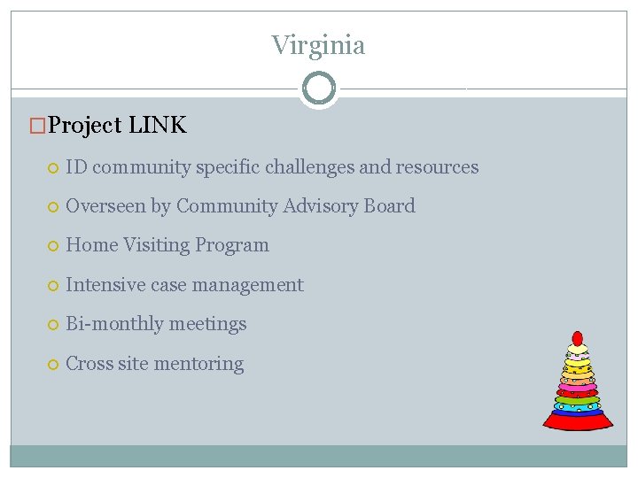 Virginia �Project LINK ID community specific challenges and resources Overseen by Community Advisory Board