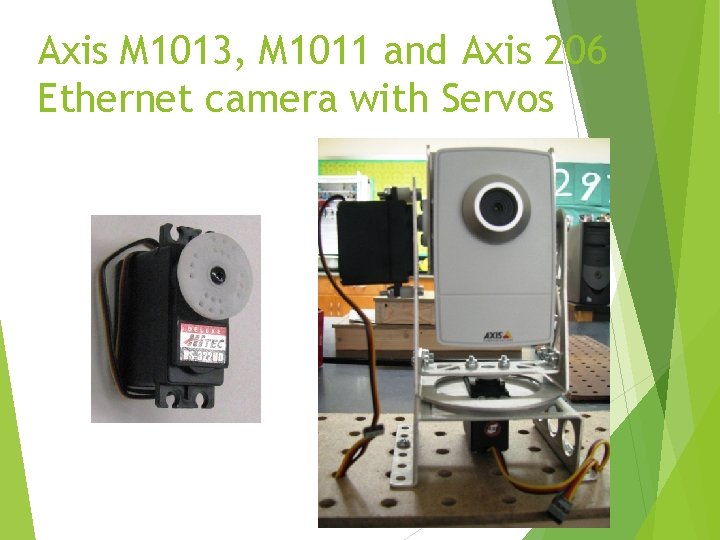 Axis M 1013, M 1011 and Axis 206 Ethernet camera with Servos Axis M 1013, M 1011 and Axis 206 Ethernet camera with Servos