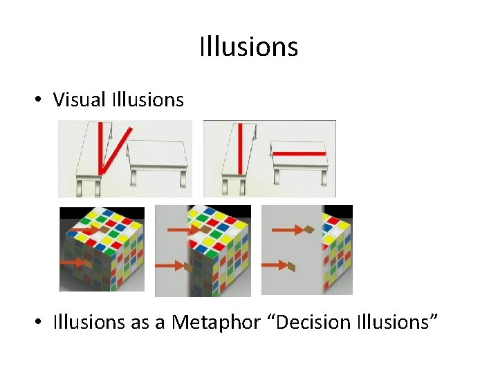 Illusions • Visual Illusions • Illusions as a Metaphor “Decision Illusions” 