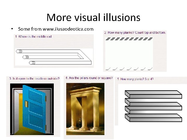 More visual illusions • Some from www. ilusaodeotica. com 