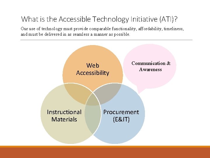 What is the Accessible Technology Initiative (ATI)? Our use of technology must provide comparable