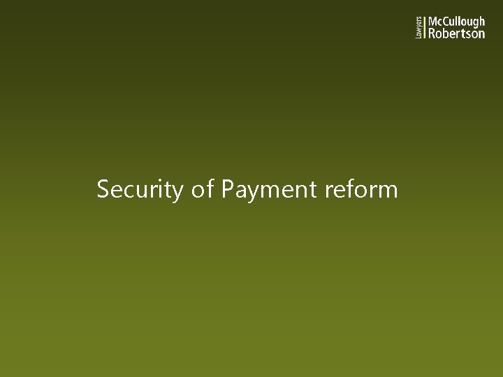 Security of Payment reform 