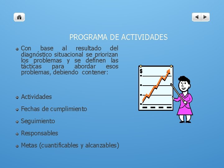 PROGRAMA DE ACTIVIDADES Con base al resultado del diagnóstico situacional se priorizan los problemas