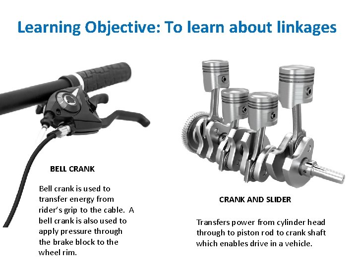 Learning Objective: To learn about linkages BELL CRANK Bell crank is used to transfer