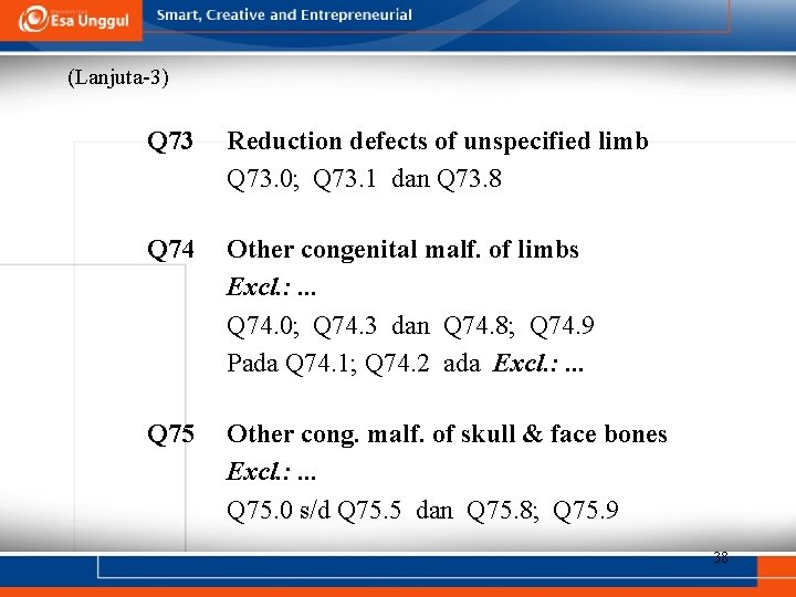 (Lanjuta-3) Q 73 Reduction defects of unspecified limb Q 73. 0; Q 73. 1