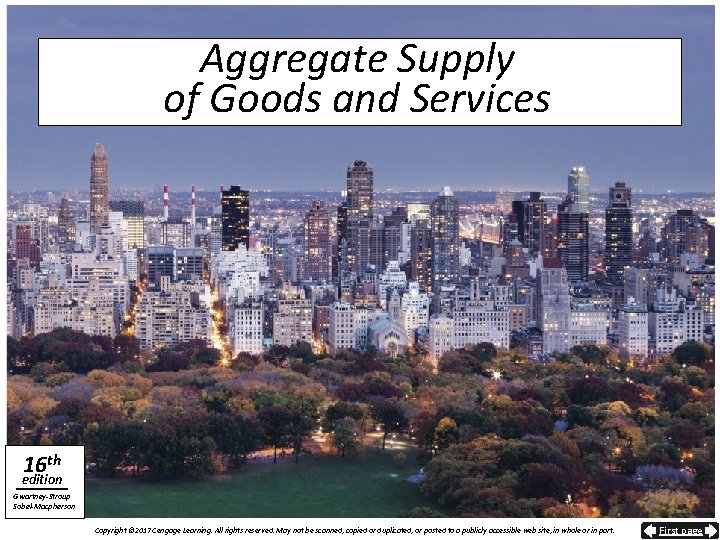 Aggregate Supply of Goods and Services 16 th edition Gwartney-Stroup Sobel-Macpherson Copyright © 2017