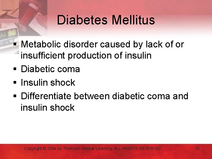 Diabetes Mellitus § Metabolic disorder caused by lack of or insufficient production of insulin