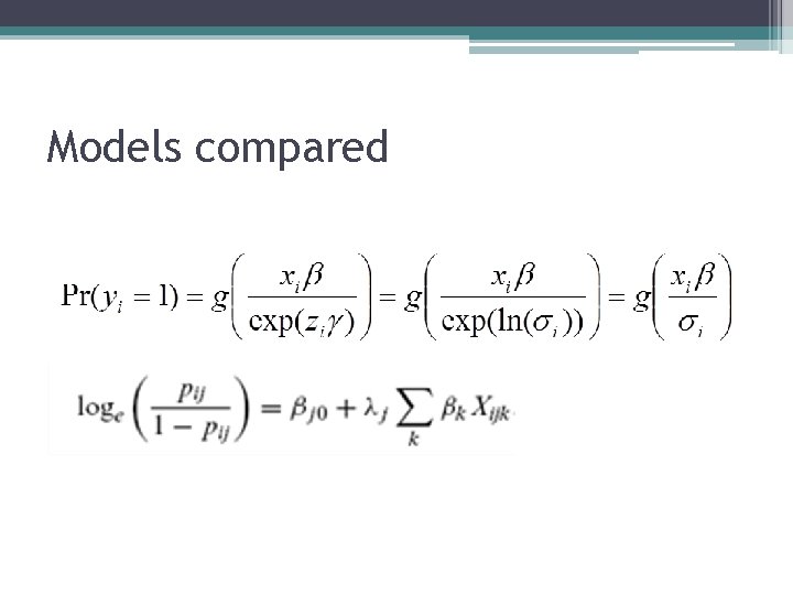 Models compared 