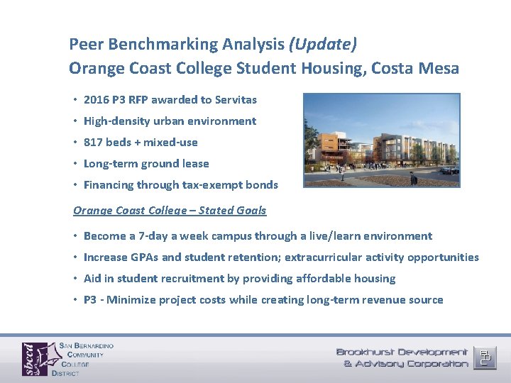 Peer Benchmarking Analysis (Update) Orange Coast College Student Housing, Costa Mesa • 2016 P
