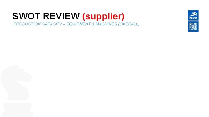 SWOT REVIEW (supplier) PRODUCTION CAPACITY – EQUIPMENT & MACHINES (OVERALL) 