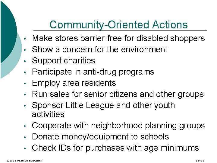 Community-Oriented Actions • • • Make stores barrier-free for disabled shoppers Show a concern