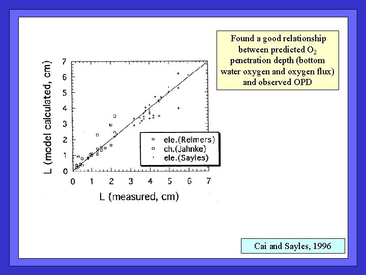 Found a good relationship between predicted O 2 penetration depth (bottom water oxygen and