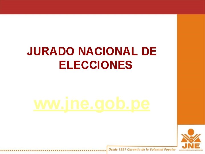 JURADO NACIONAL DE ELECCIONES ww. jne. gob. pe 