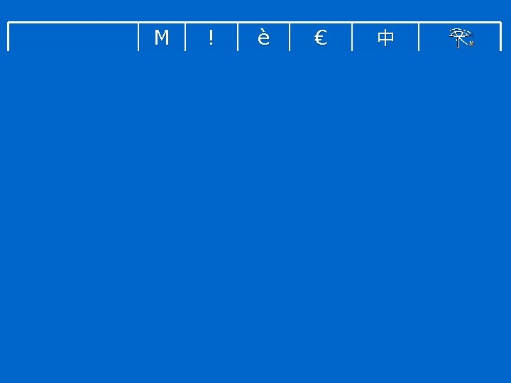 M ! Code point (decimale) 77 33 Encoding (Byte) 4 D 21 Code point