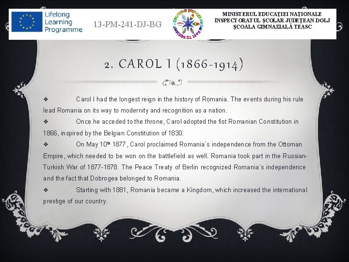 13 -PM-241 -DJ-BG MINISTERUL EDUCAŢIEI NAȚIONALE INSPECTORATUL ŞCOLAR JUDEŢEAN DOLJ ŞCOALA GIMNAZIALĂ TEASC 2.