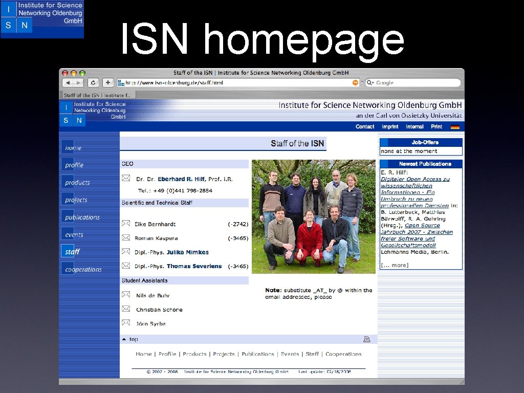 ISN homepage 