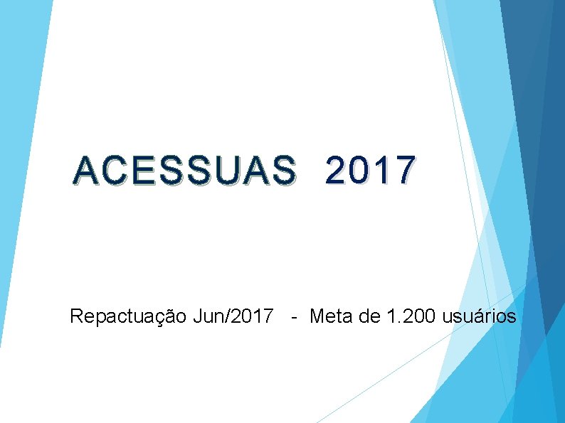ACESSUAS 2017 Repactuação Jun/2017 - Meta de 1. 200 usuários 