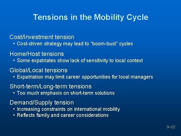 Tensions in the Mobility Cycle Cost/Investment tension • Cost-driven strategy may lead to “boom-bust”