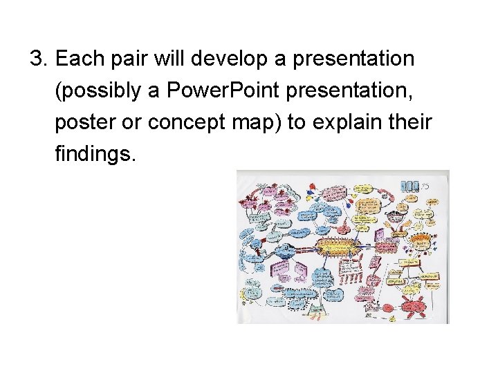 3. Each pair will develop a presentation (possibly a Power. Point presentation, poster or
