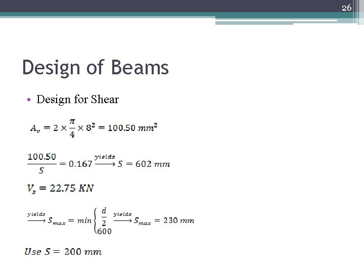 26 Design of Beams • Design for Shear 