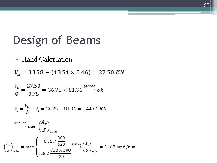 30 Design of Beams • Hand Calculation 