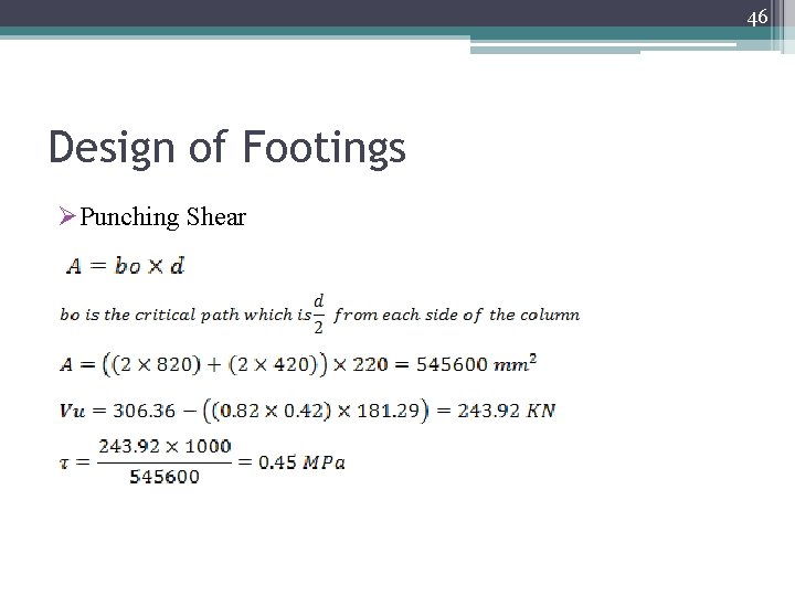 46 Design of Footings ØPunching Shear 