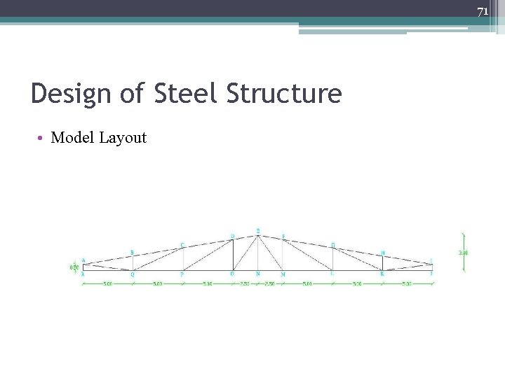 71 Design of Steel Structure • Model Layout 