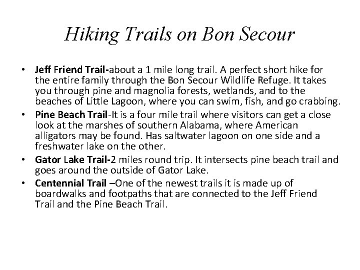 Hiking Trails on Bon Secour • Jeff Friend Trail-about a 1 mile long trail.