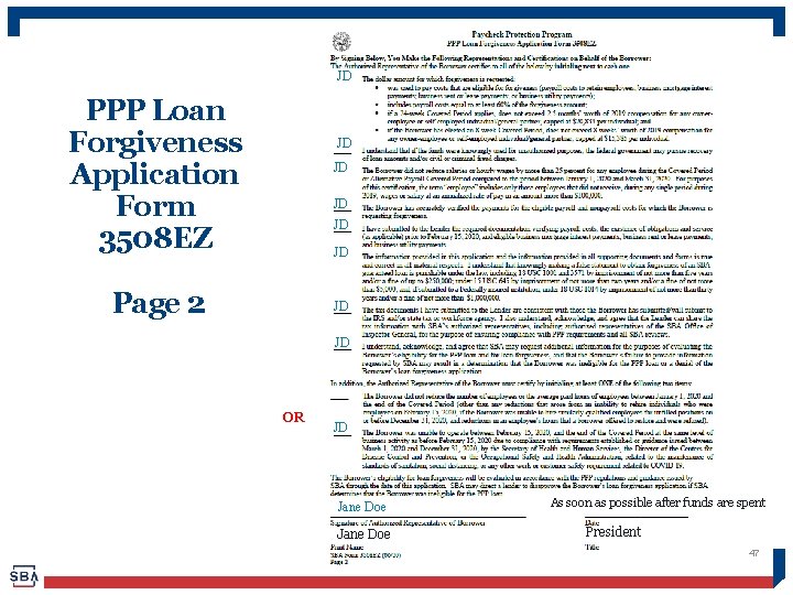 JD PPP Loan Forgiveness Application Form 3508 EZ JD Page 2 JD JD JD