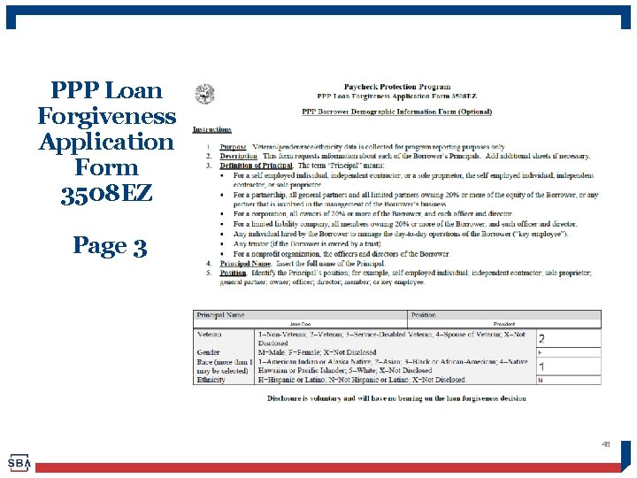 PPP Loan Forgiveness Application Form 3508 EZ Page 3 48 