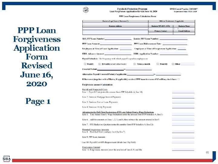 PPP Loan Forgiveness Application Form Revised June 16, 2020 Page 1 50 