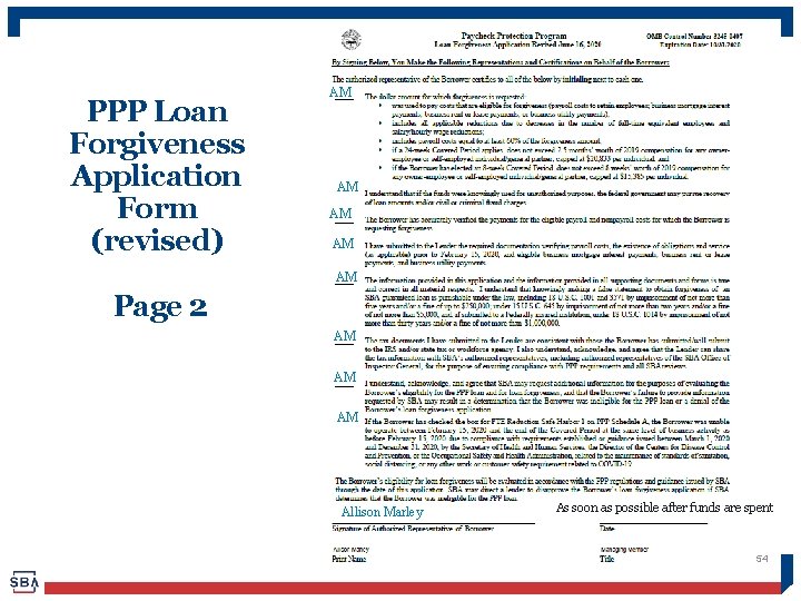 PPP Loan Forgiveness Application Form (revised) AM AM AM Page 2 AM AM AM