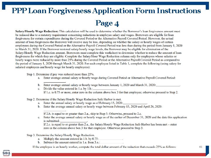 PPP Loan Forgiveness Application Form Instructions Page 4 62 