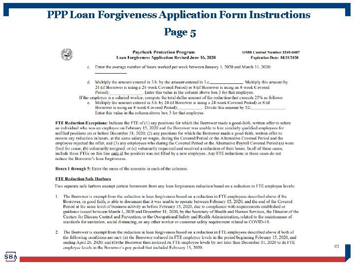 PPP Loan Forgiveness Application Form Instructions Page 5 63 