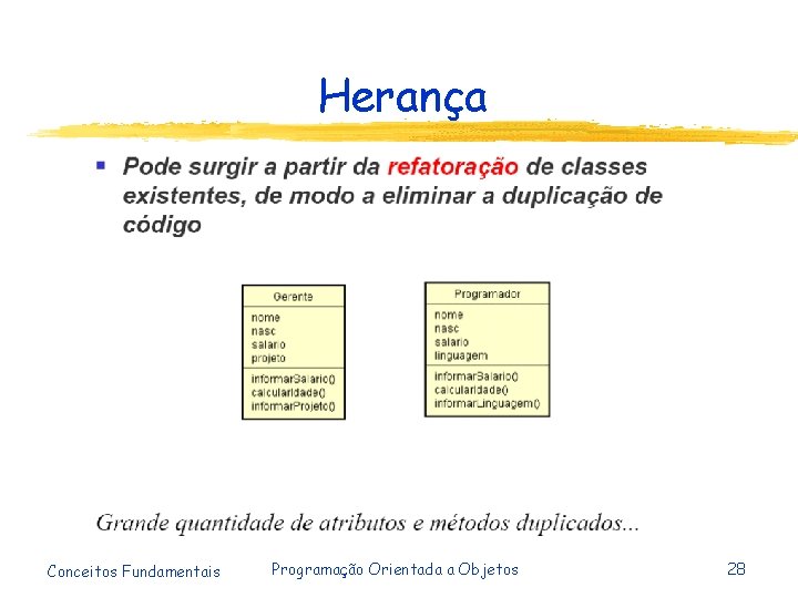 Herança Conceitos Fundamentais Programação Orientada a Objetos 28 